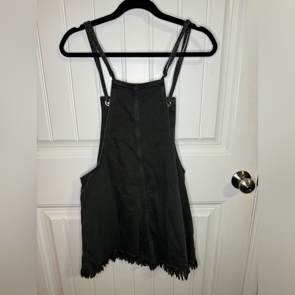 Aerie Black Distressed Denim Double Strap Shortall - Picture 6 of 6
